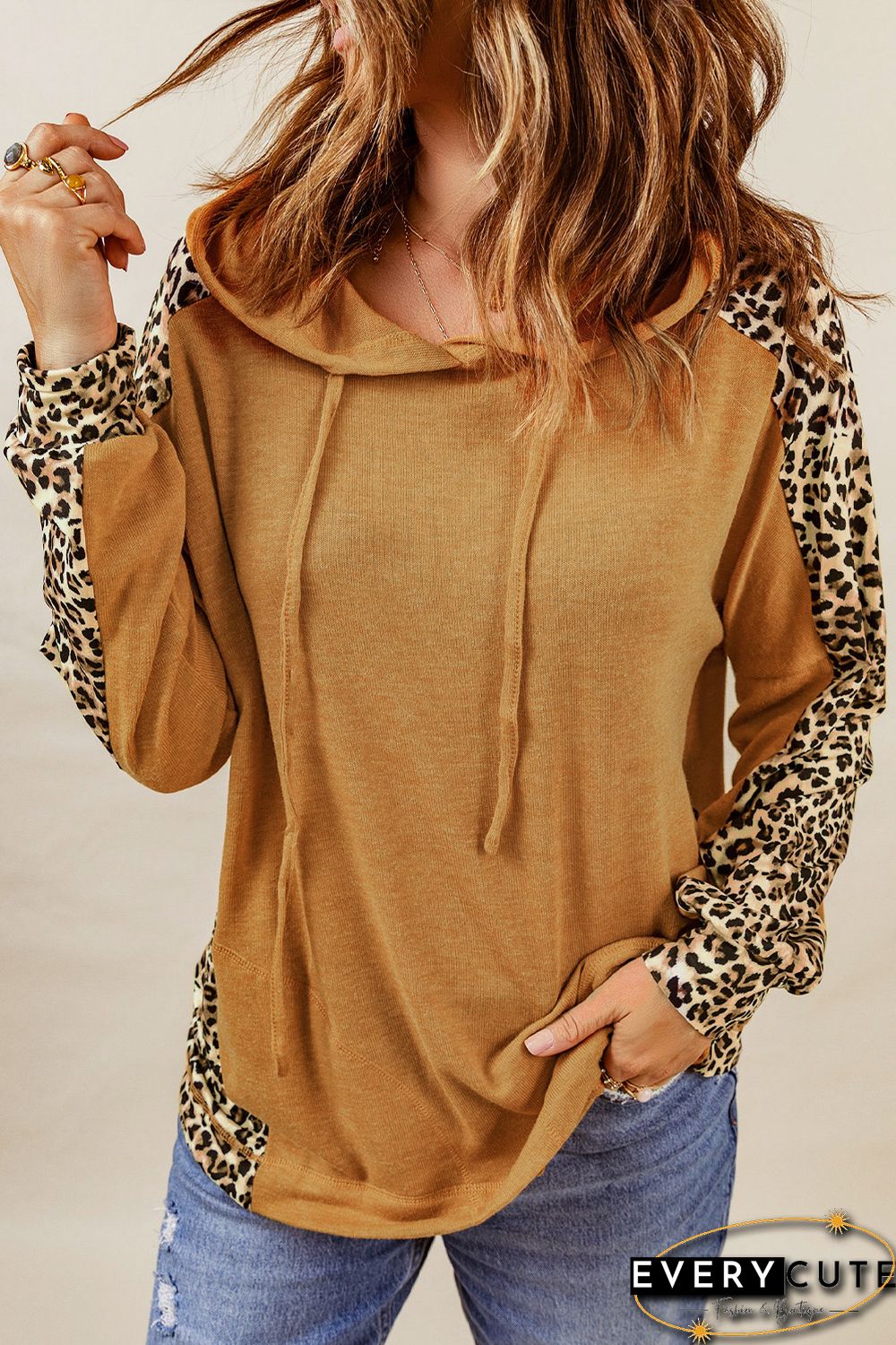 Leopard Patchwork Pullover Hoodie