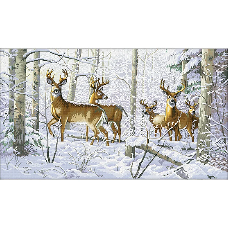 Joy Sunday Snow Deer 11CT Stamped Cross Stitch 85*51CM