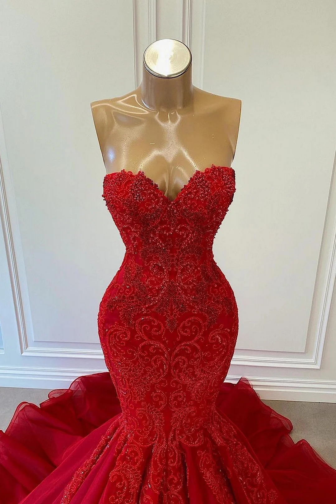 Red mermaid shop prom dress