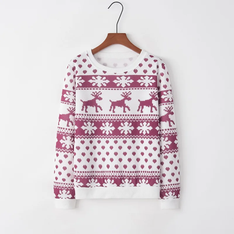 Christmas Fawn Printed Round Neck Sweater