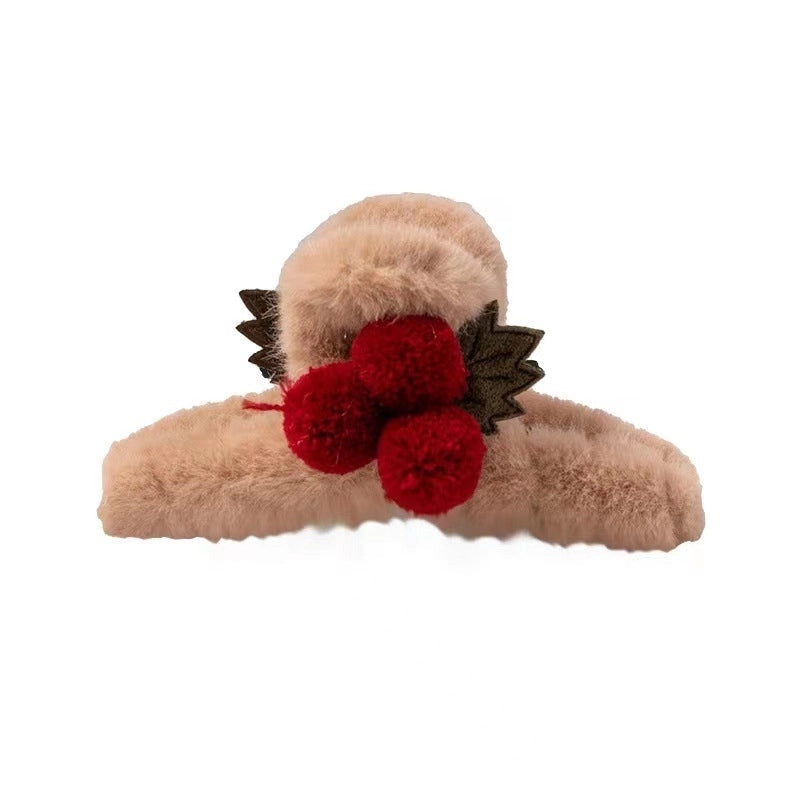 Women’s Minimalist Solid Color Plush Hair Claws