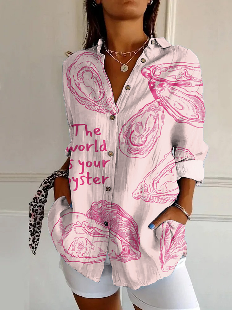 The World Is Your Oyster Printed Long-sleeved Shirt