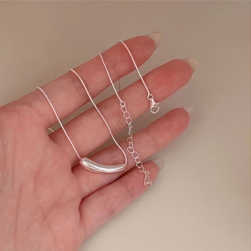 925 Sterling Silver Solid Color Pendant Necklace