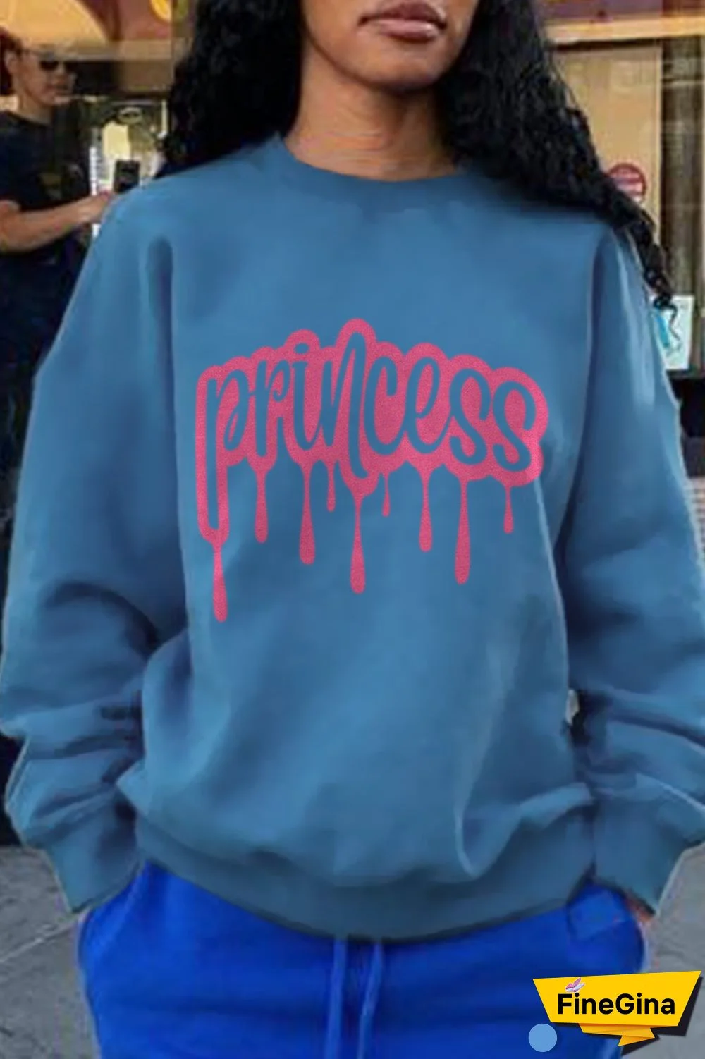 Grey Fashion Street Print Patchwork Letter O Neck Tops