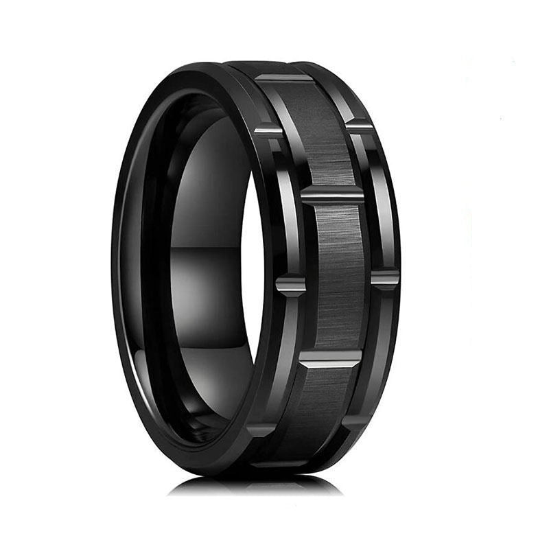 Baosheng Supply 8mm Titanium Steel Ring Groove Three-in-one Combination Men's Stainless Steel Fashion Ring