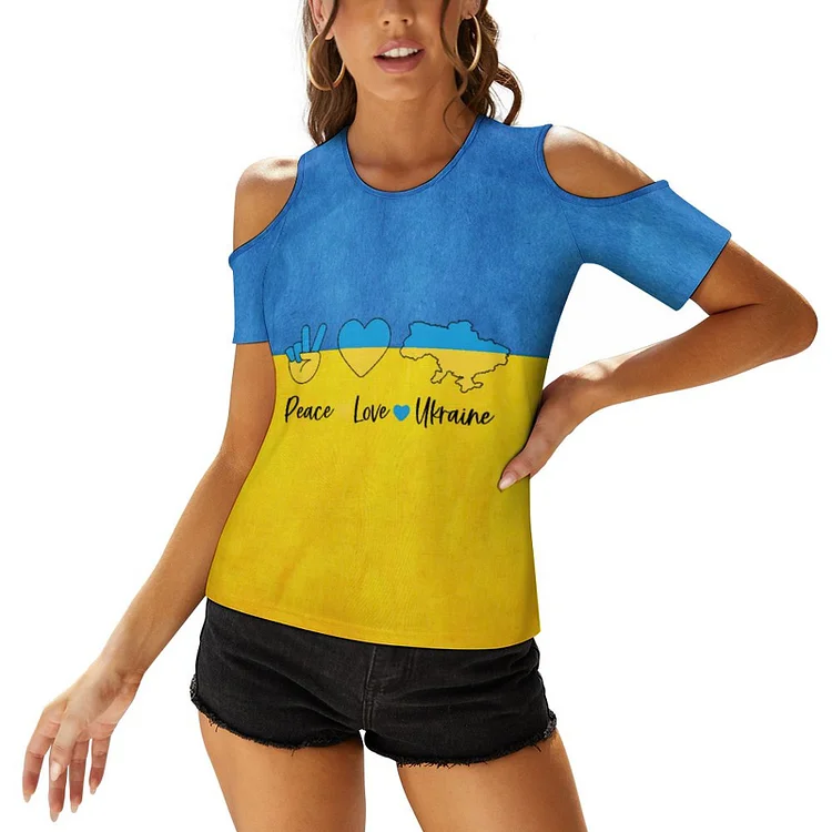 Peace Like Ukraine Ukraine T-shirt À Manches Courtes, Décontracté Et Sans Manches, Avec Col En U