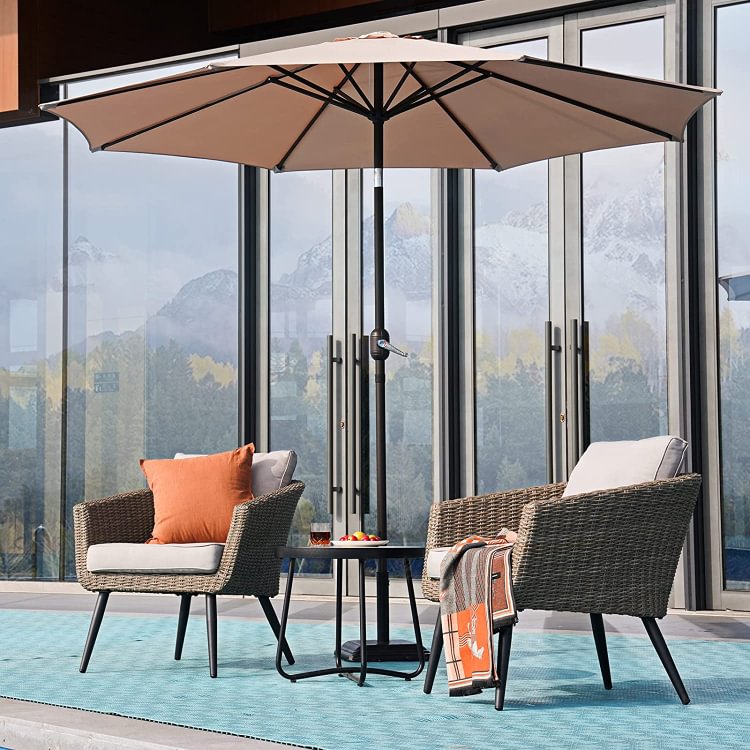 Grand patio 9 FT Enhanced Aluminum Patio Umbrella, UV Protected outdoor Umbrella with Auto Crank and Push Button Tilt