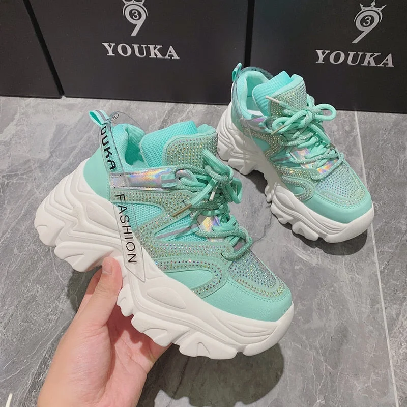 New Purple Sneakers Woman Shoes 2021 Fashion Breathable Designer Chunky Sneakers Women Casual Platforms Women's Vulcanized Shoes