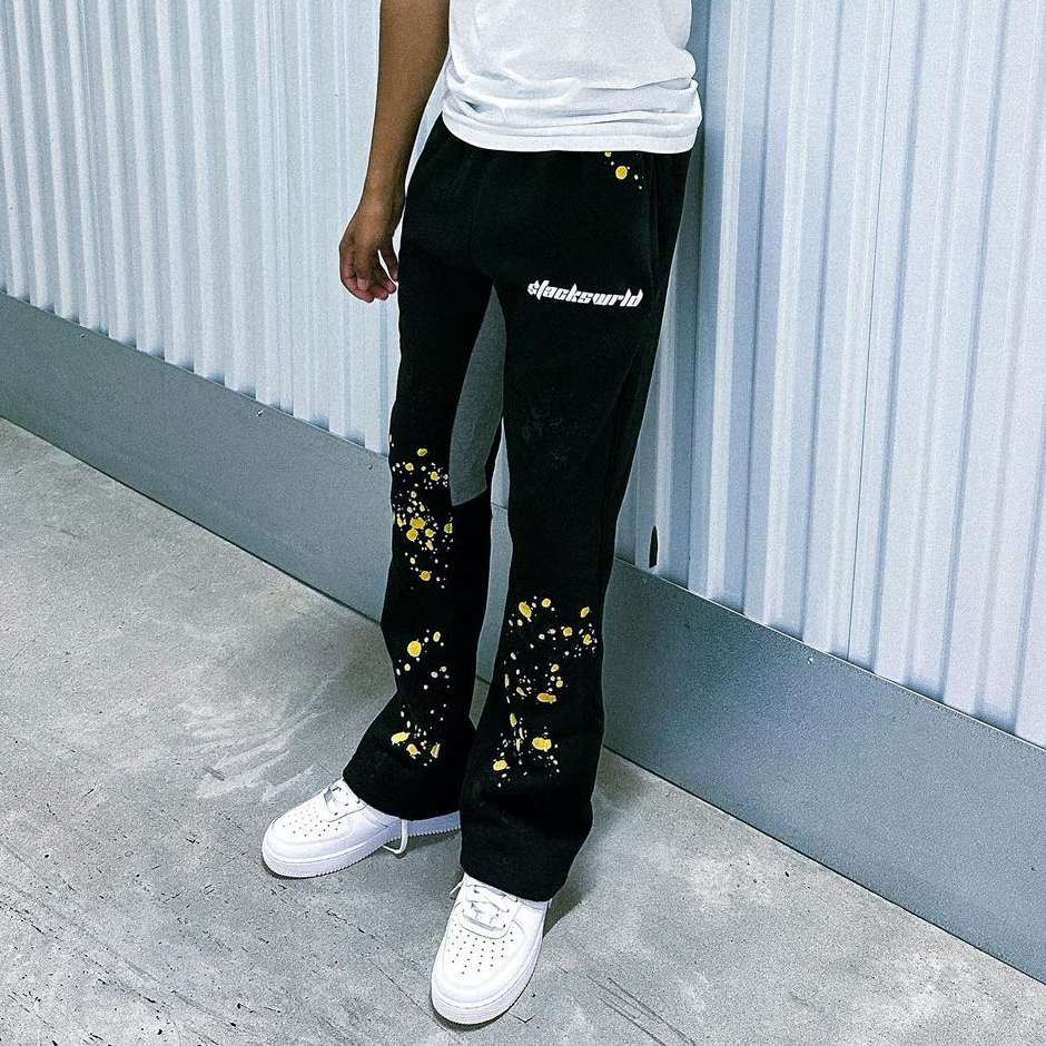 Retro splash print casual trousers