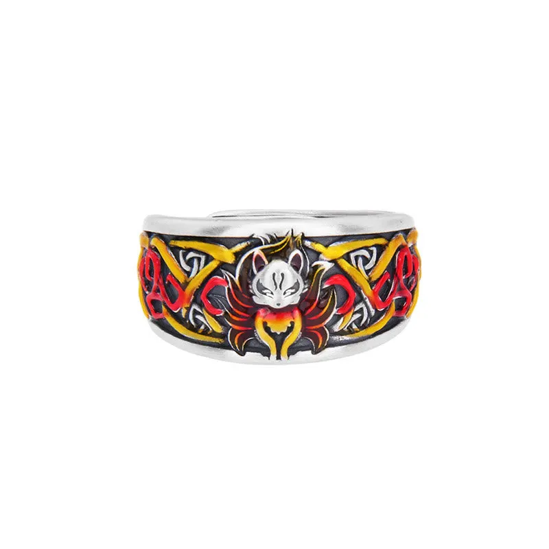 Nine Tailed Fox 999 Sterling Silver Success Protection Ring