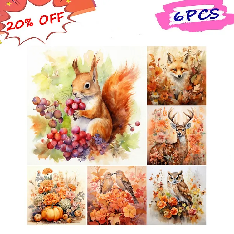 Autumn Animal 30*30CM (Canvas) Full Round Drill Diamond Painting gbfke