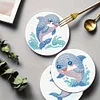 4Pcs DIY Dolphin Wooden Diamond Painting Coasters
