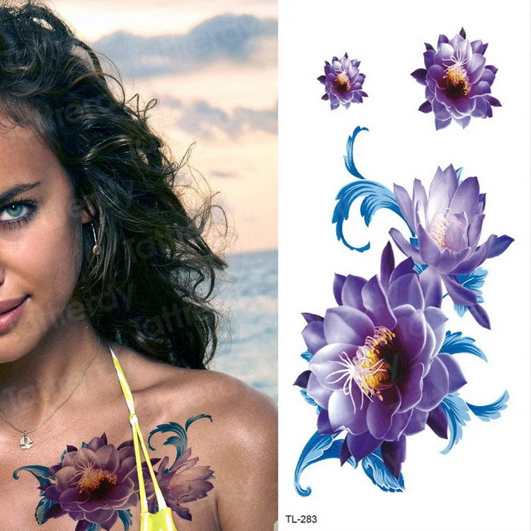 waterproof tattoo temporary sticker tattoo flower water transfer rose temporary tattoos on the body art girls bikini stickers