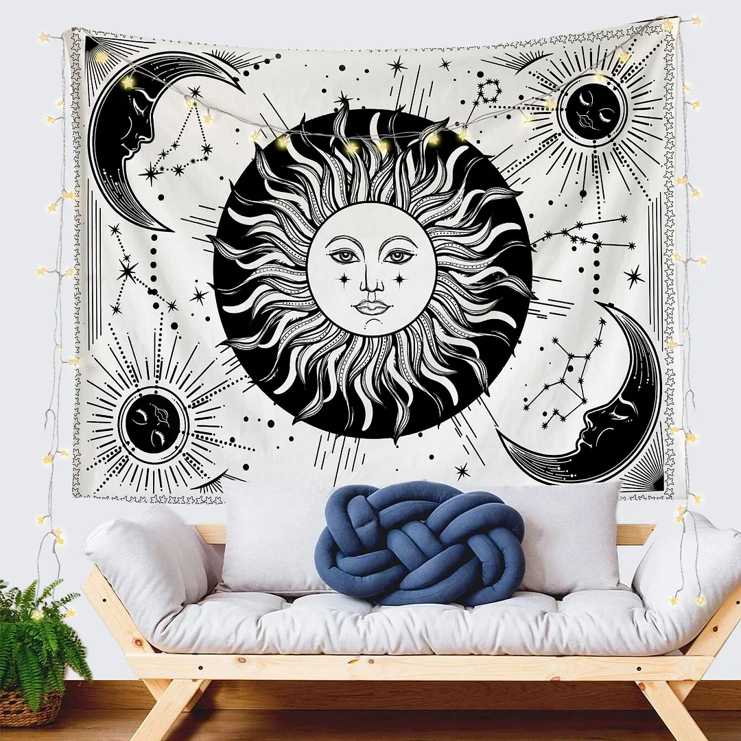 Dropshipping Tarot White Black Sun And Moon Wall Hanging Tapestry Gossip Hippie Rugs Dorm Decor Mandala Bedspread Bedroom Decor