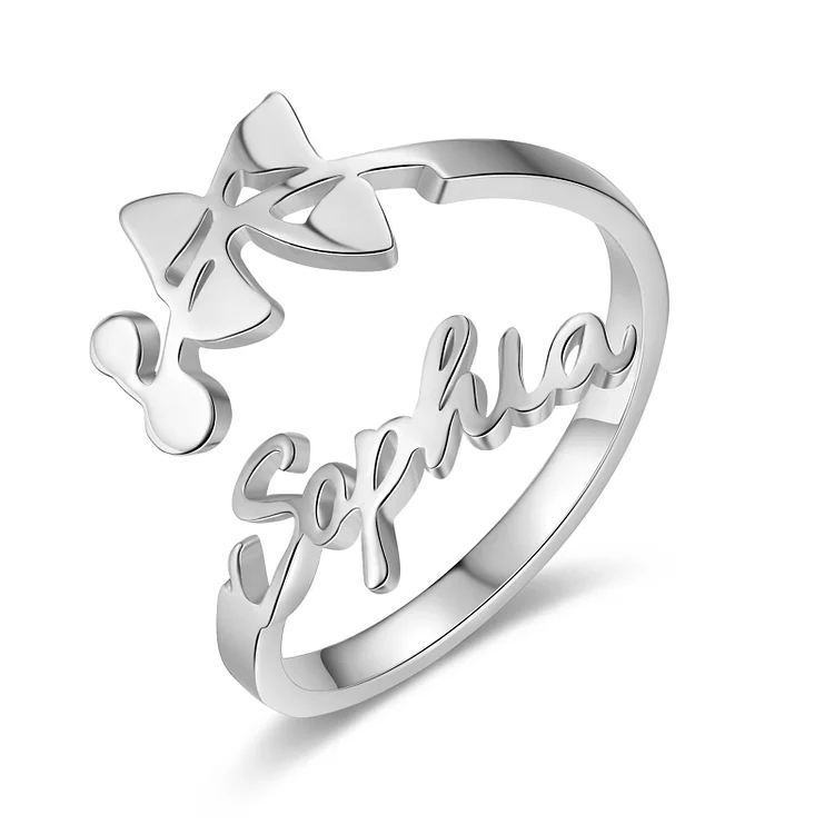 Lily of the Valley Name Ring Personalized May Birth Flower Ring for Her