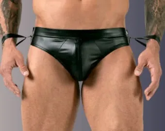 pornhint Pornhint Open Butt Slip Anal Fetish Mens Lingerie, Pofreier Jock Strap Men's Bondage Lingerie with handcuffs, Male BDSM Underwear ouvert