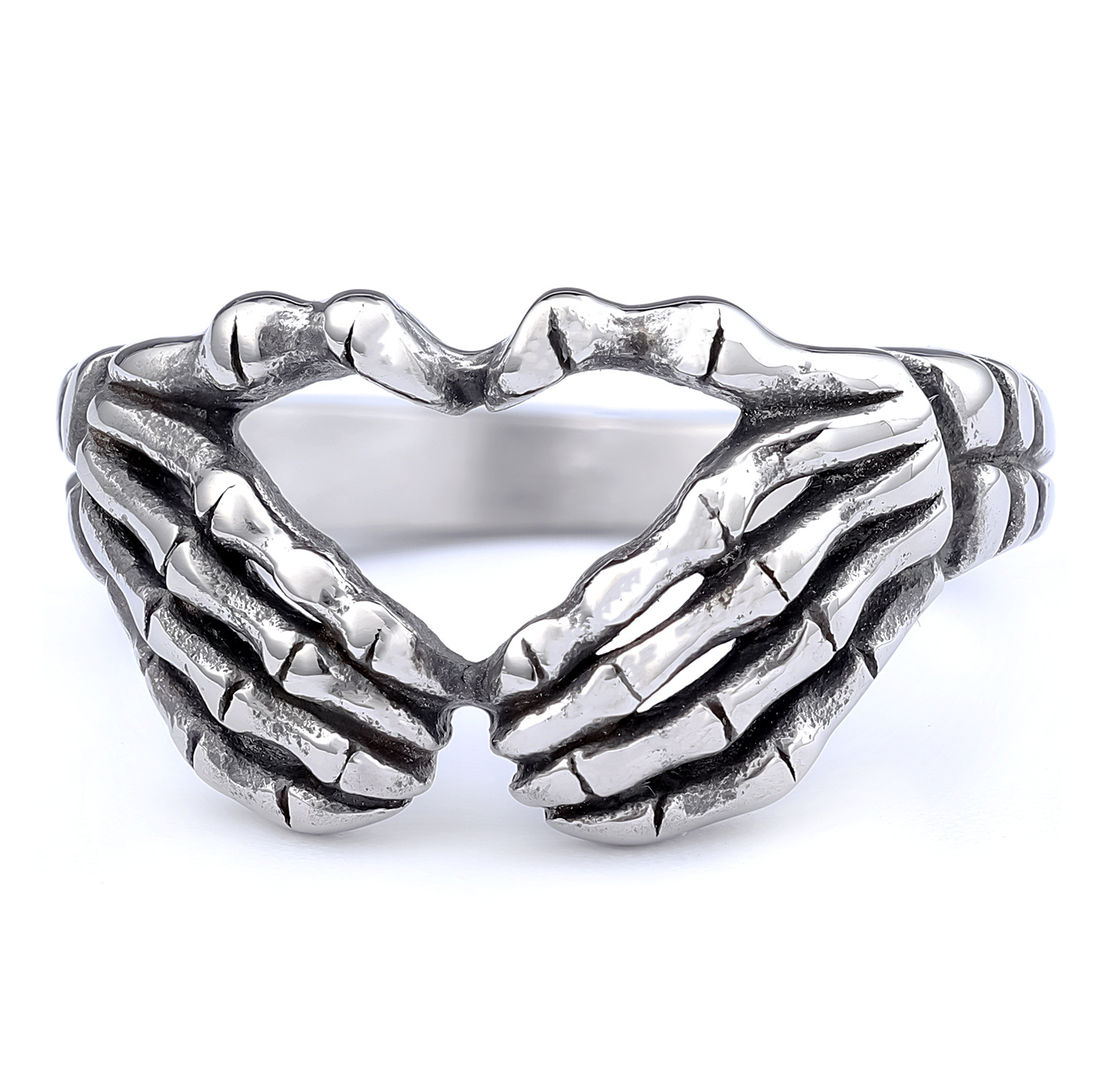 Vintage Heart-shaped Skull Palm Ring