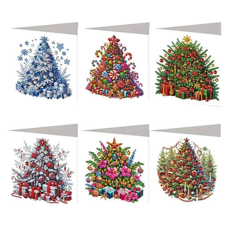 6PCS DIY Rhinestone Diamond Art Mosaic Postcards for Festivals and Celebrations Christmas gbfke
