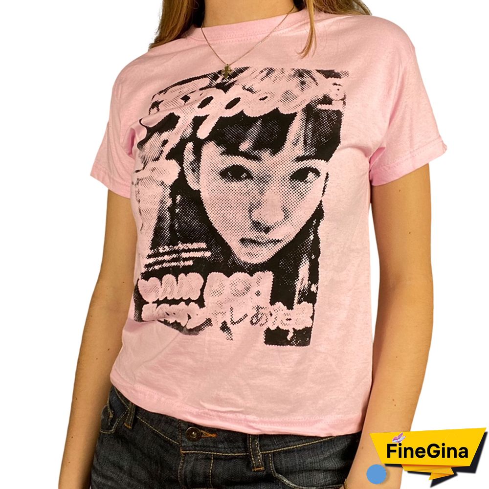 Gothic Portrait Print T-shirt Aesthetic Short Sleevle Sweats Tees Harajuku Streetwear White Crop Top Women Clothes