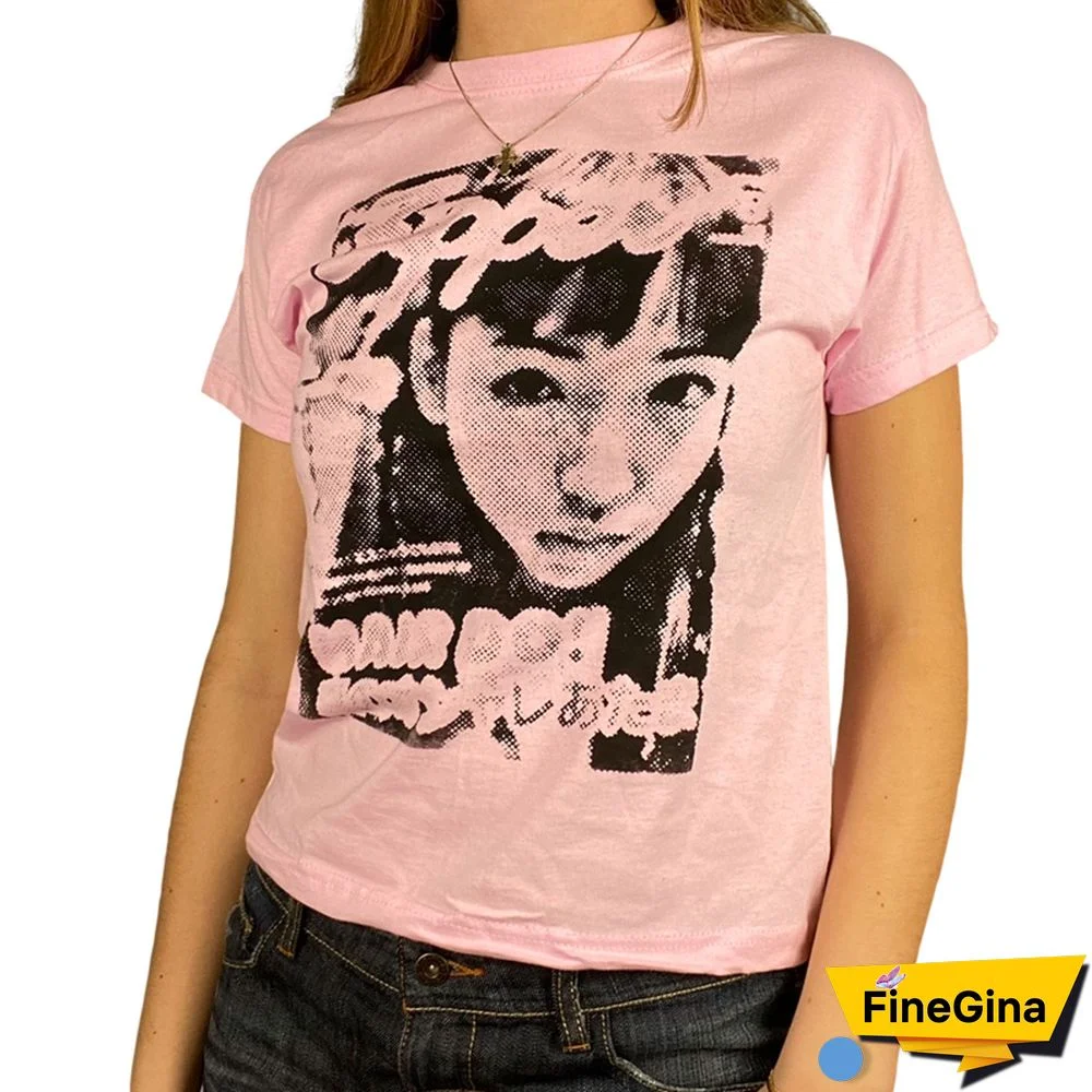 Gothic Portrait Print T-shirt Aesthetic Short Sleevle Sweats Tees Harajuku Streetwear White Crop Top Women Clothes