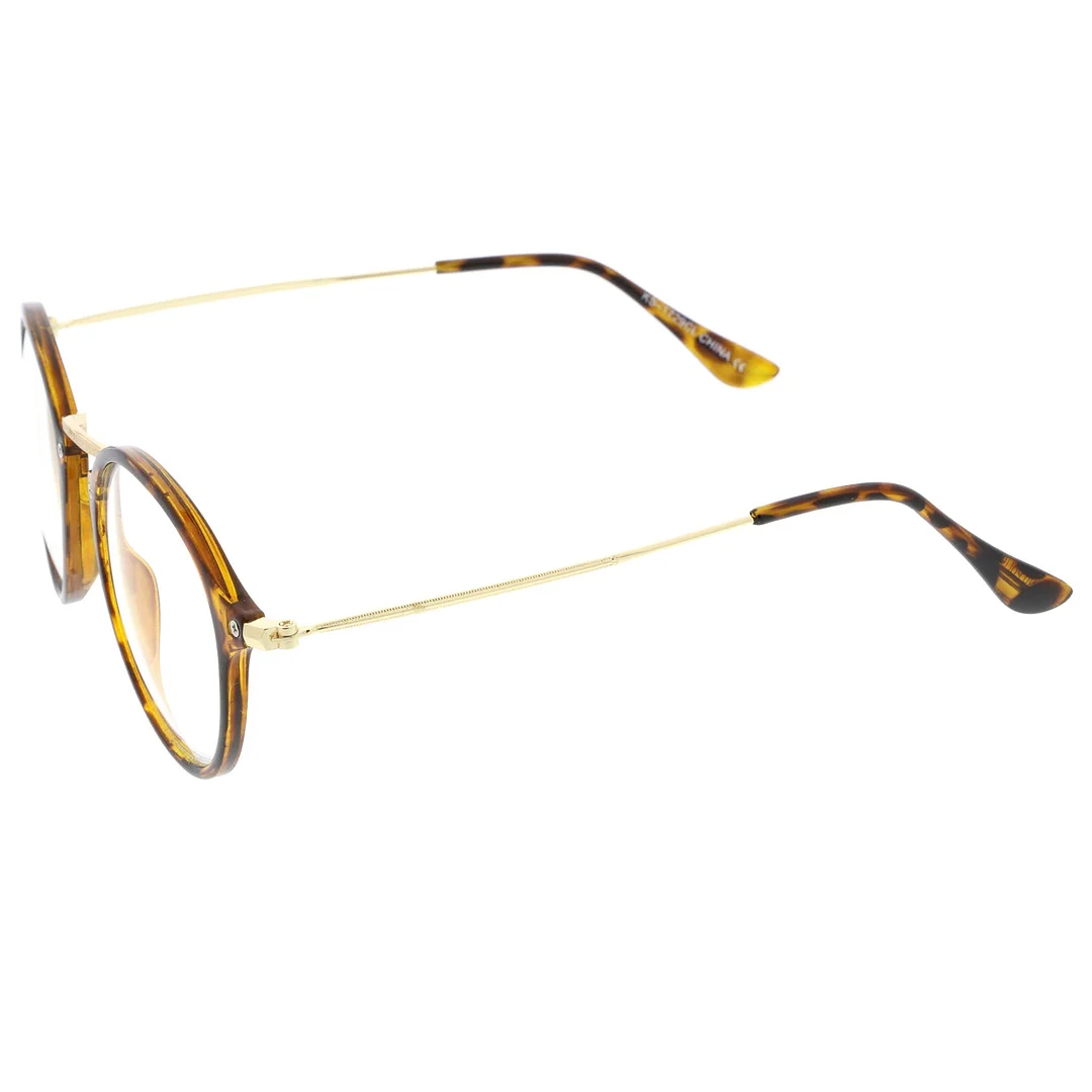 Classic Slim Metal Temple Clear Lens P3 Round Eyeglasses 48mm