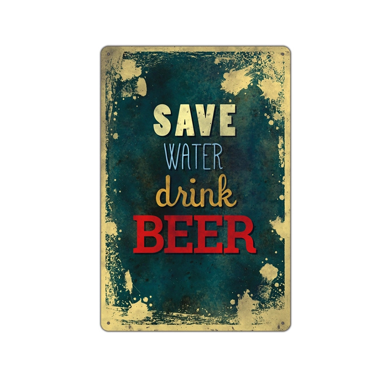 Beer Vintage Tin Painting Bar Background Wall Decoration Painting Home Frameless Iron Pendant