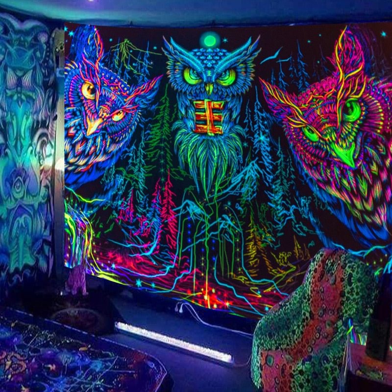 Fluorescent Tapestry European and American Black Light Hanging Cloth Poster Home Decoration Background Cloth Psychedelic Trippy