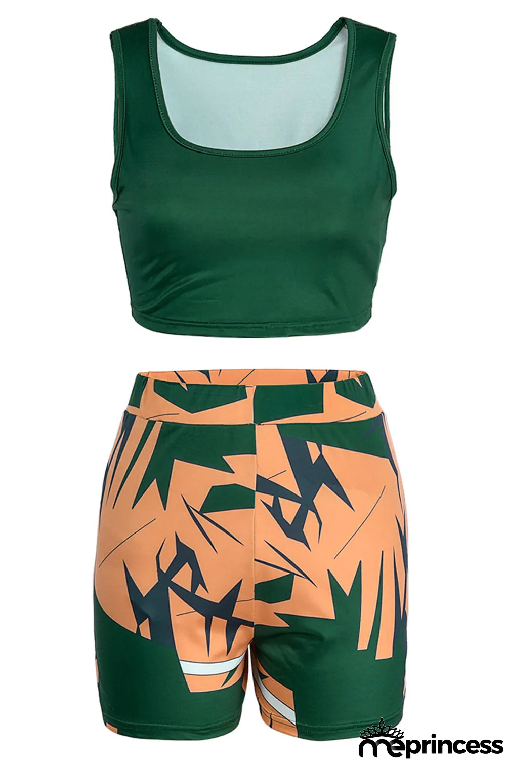 Red Casual Print Patchwork U Neck Sleeveless Two Pieces