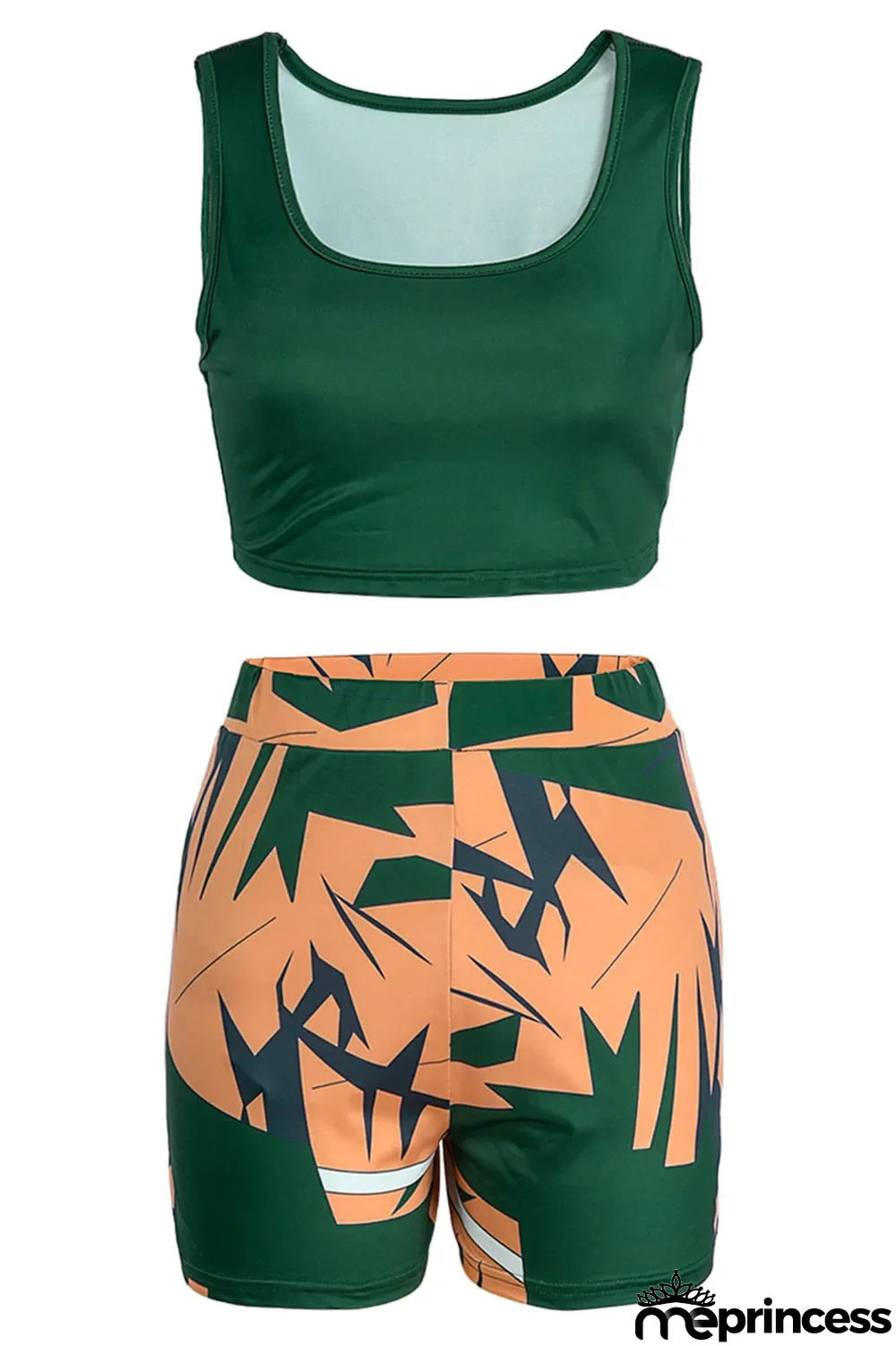 Red Casual Print Patchwork U Neck Sleeveless Two Pieces