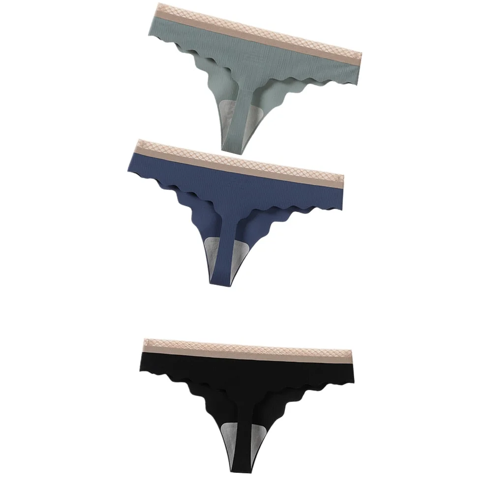 3Pcs Hot Ice Silk Women Panties Invisible Ultra Thin Seamless Underwear Thong Underpants Sexy Lingerie G String Intimates T Back
