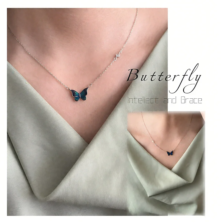 KIPETS B173 体温で色が変わる魔法の蝶 バタフライネックレス - 愛犬