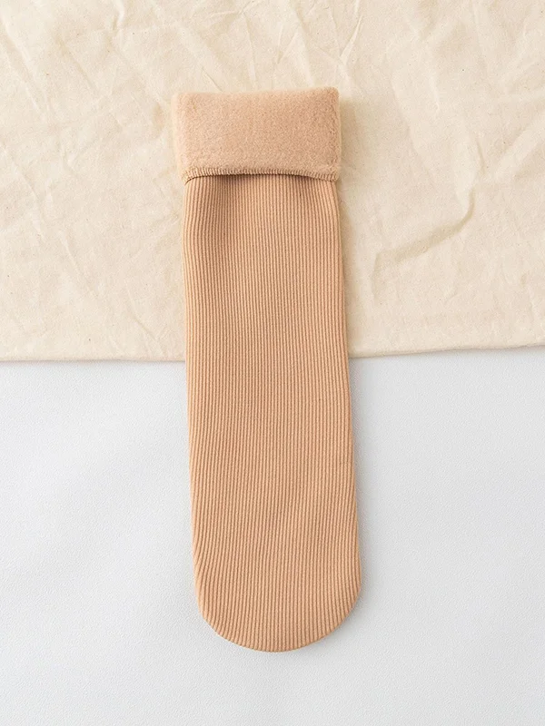 Simple Velvet Keep Warm Solid Color Socks Accessories