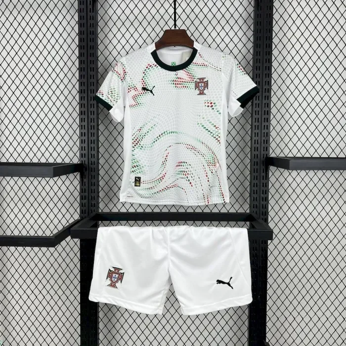Kids Portugal 2025 Away Football Jersey Set