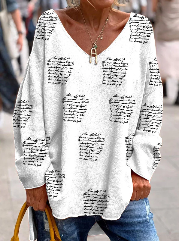 Women's Letter Print Casual Long Sleeve Top