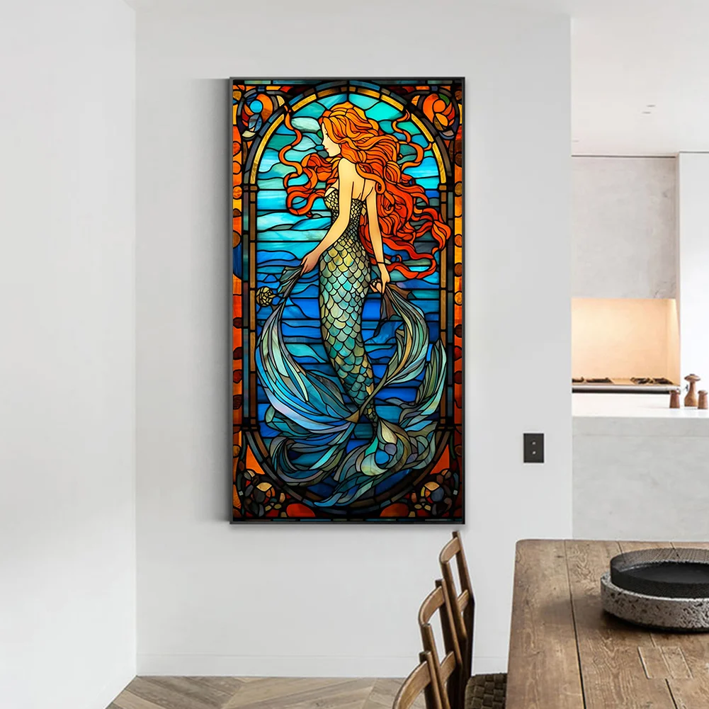 Diamond Painting - Full Round Drill - Stained Glass Mermaid(40*70cm)