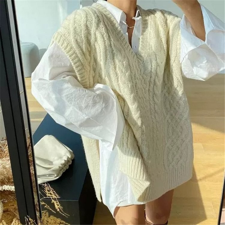 refresh chic sleeveless all-match vest winter hemp simnpls solid vest classic all-match basic knitted vest elegant casual new - BlackFridayBuys