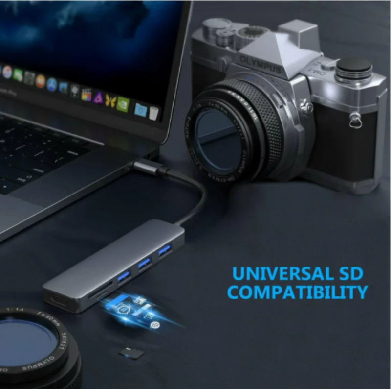 Type-C to HDTV USB3.0 HUB expansion dock SD/TF 6in1 HD 4K Splitter Adapter Laptop docking station