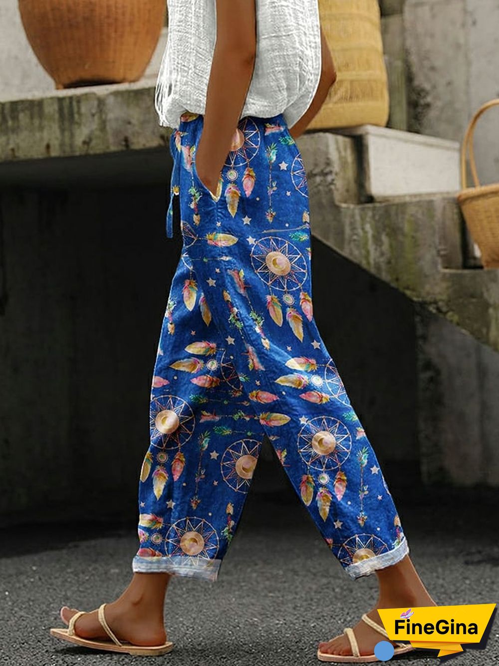 Ethnic Dreamcatcher Print Casual Pants