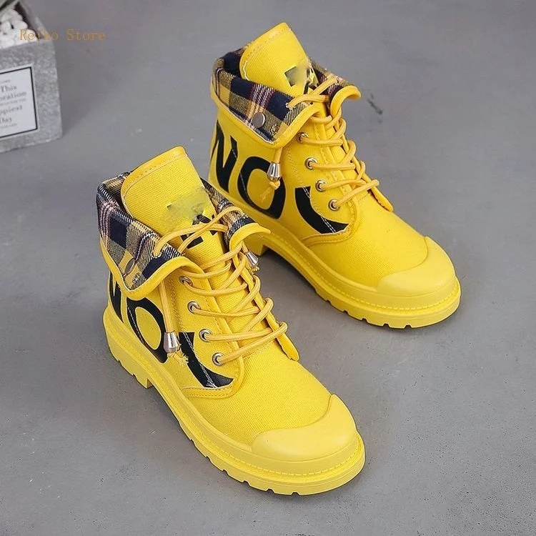 Women Candy-Colored High-Top Canvas Shoes Women's 2021 Summer Breathable  Casual British Style Fashionable Shoes botas de mujer