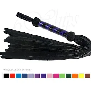 pornhint Pornhint Black Suede Classic Flogger - Your Choice of Handle Pattern & Colour!