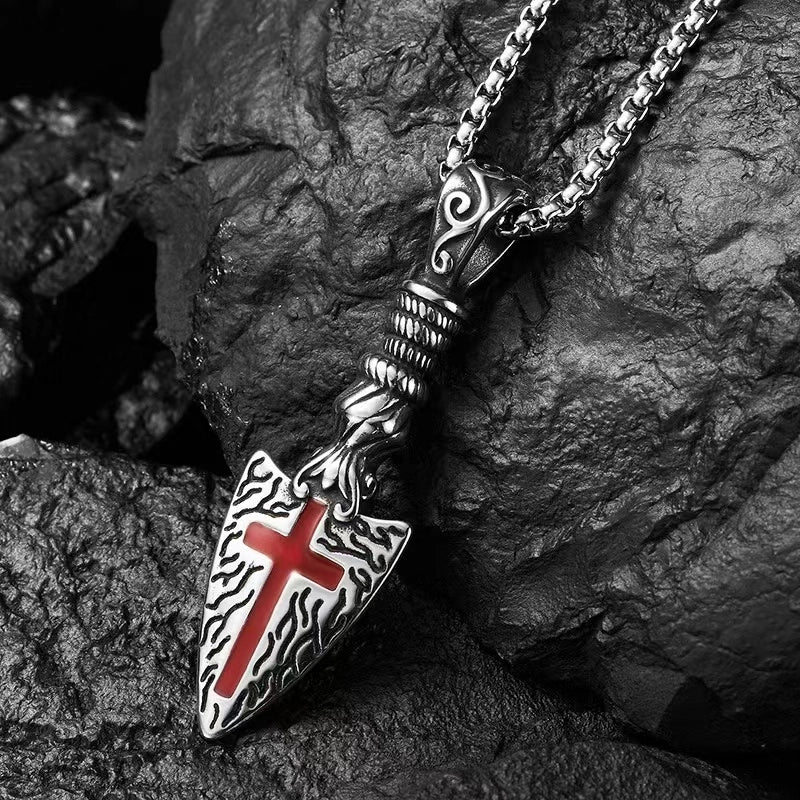 New Cross Spear Necklace Personality Fashion Long Necklace Design Sense Ornament Trendy Men Cool Ornament