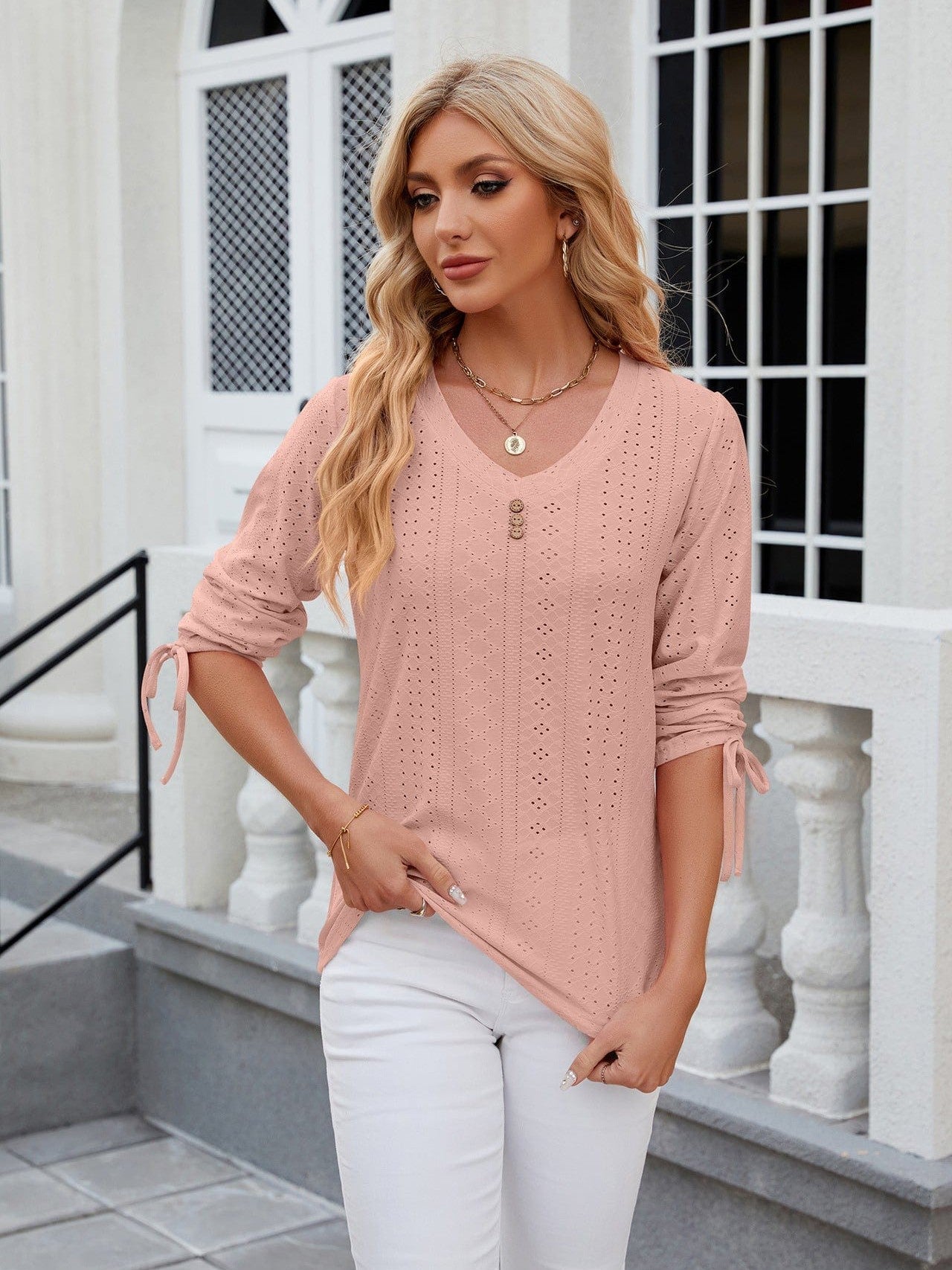 Grey Ribbed Knit Top with Short Sleeves