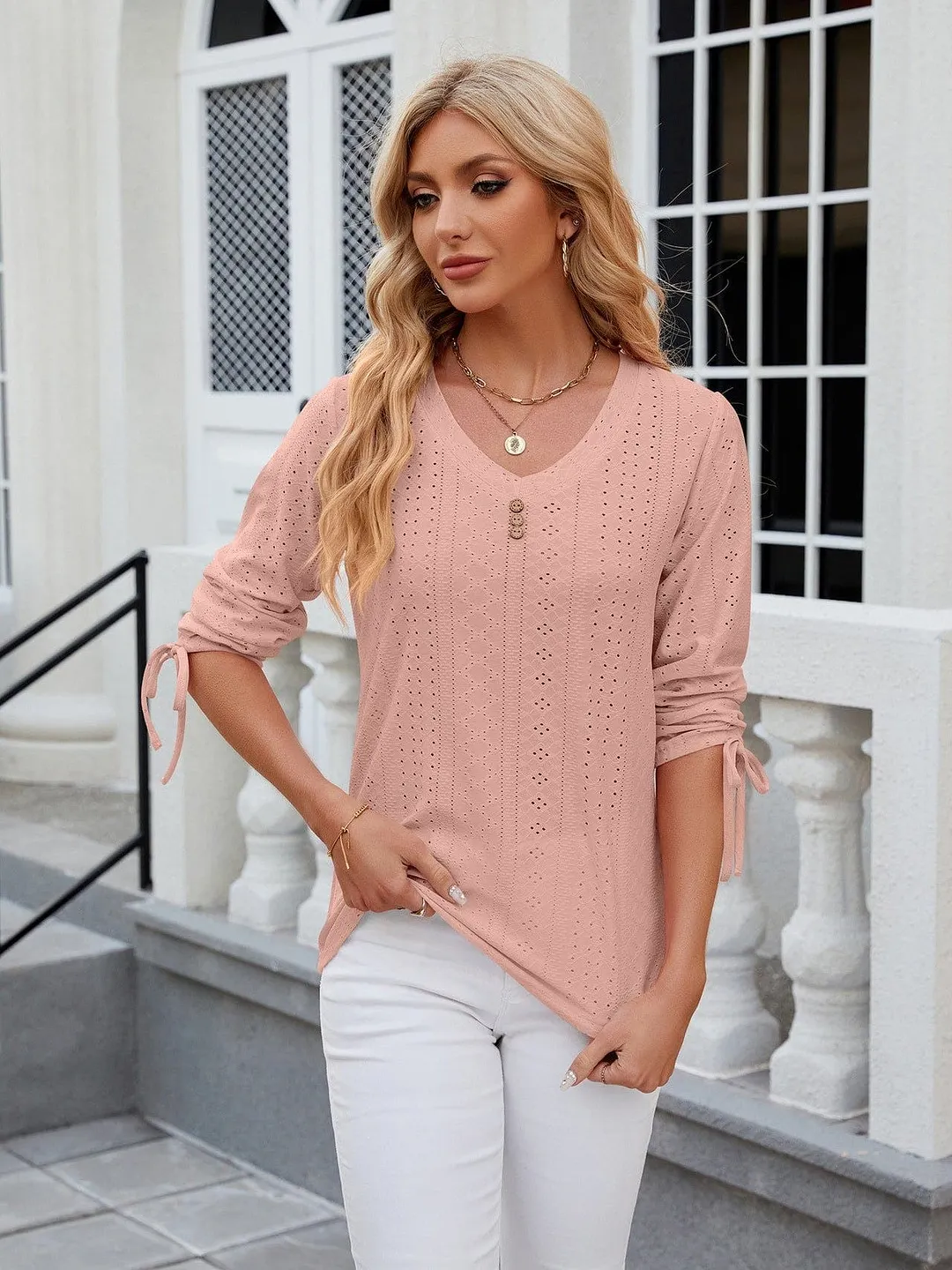 Grey Ribbed Knit Top with Short Sleeves