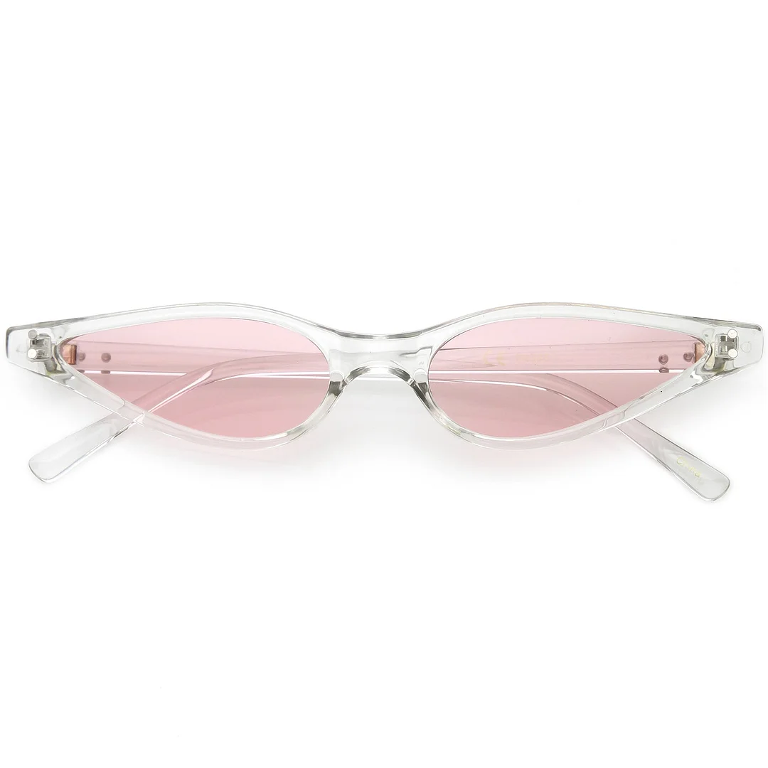 Extreme Thin Cat Eye glasses Neutral Colored Flat Lens 53mm