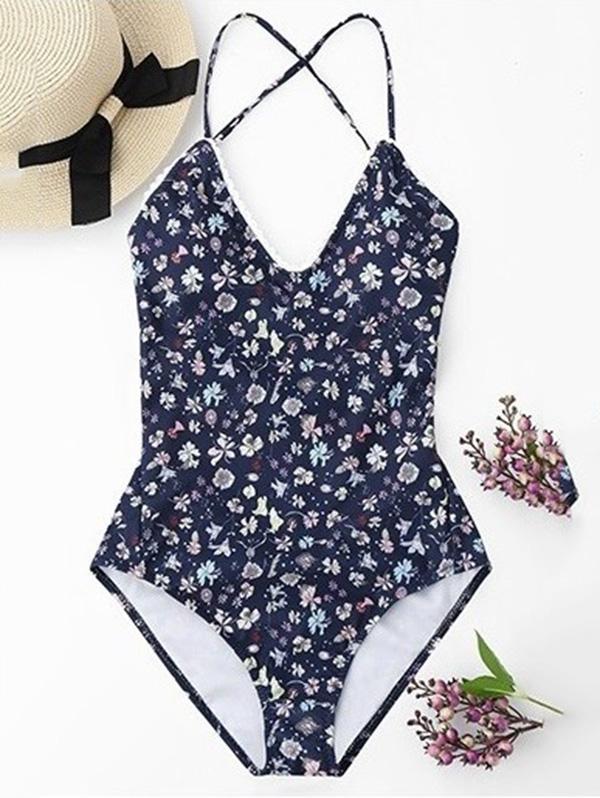 Backless Floral Sexy One-Piece Swimwear