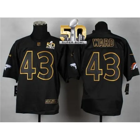 Broncos #43 T.J. Ward Black Gold No. Fashion Super Bowl 50 Men's Stitched NFL Elite Jersey