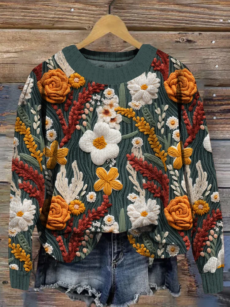 Embroidered hotsell floral sweater