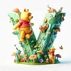 （Multi-Style)Winnie the Pooh's 26 Alphabet-Full Round Diamond Painting 30*30CM