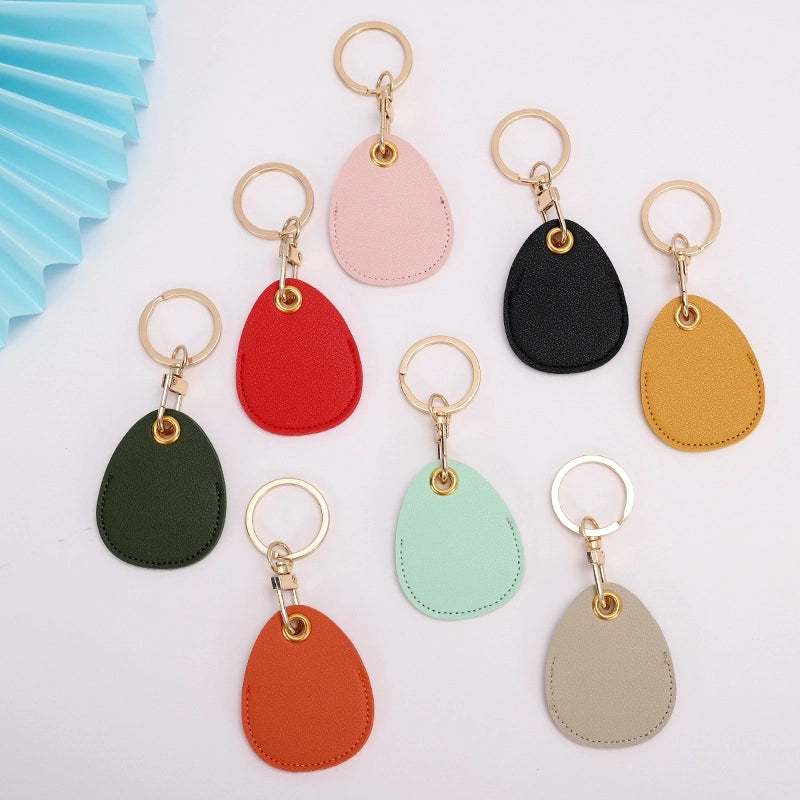 Access Card Case Water Drop Keychain Genuine Leather Community Women Men’s Ic Student Bus Card Elevator Induction Protective Case