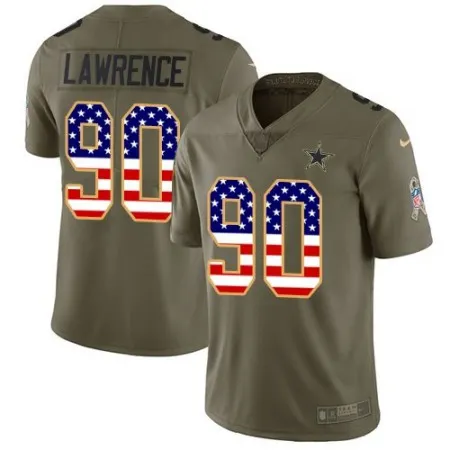 Men's  Dallas Cowboys #90 Demarcus Lawrencs 2017 Salute to Service Olive USA Flag Stitched NFL Limited Jersey